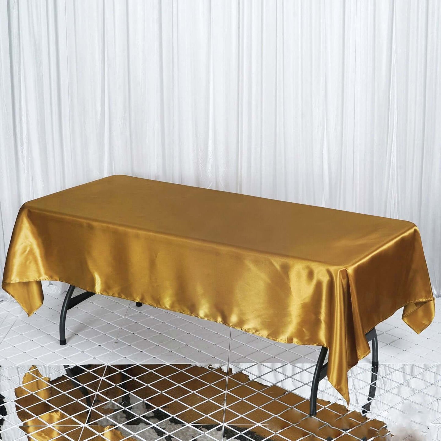 Satin Rectangular 60"x102" Tablecloth Gold - Smooth and Lustrous Finish for Weddings and Parties - NestOCart