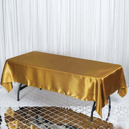 Satin Rectangular 60"x102" Tablecloth Gold - Smooth and Lustrous Finish for Weddings and Parties - NestOCart