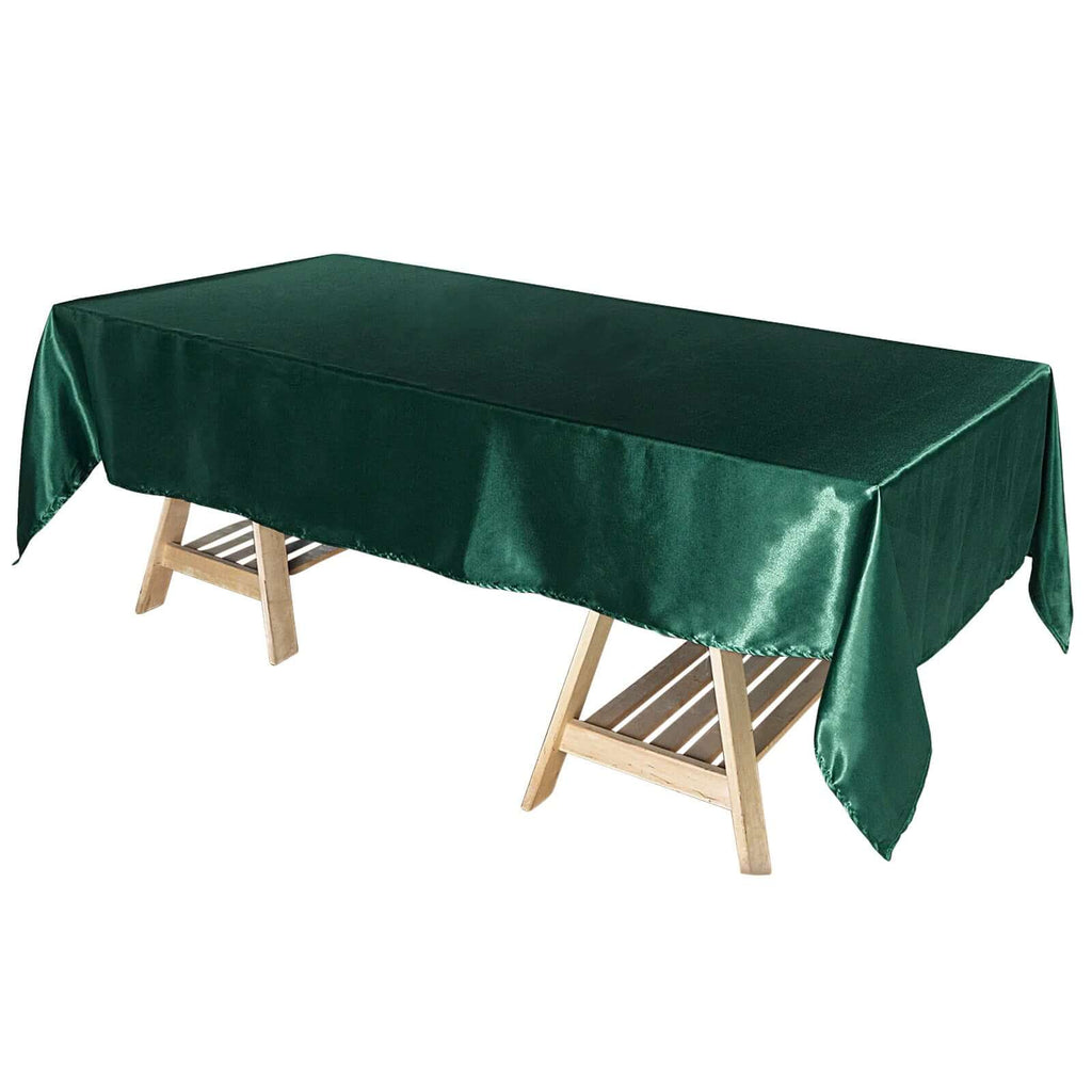 Satin Rectangular 60"x102" Tablecloth Hunter Emerald Green - Smooth and Lustrous Table Cover