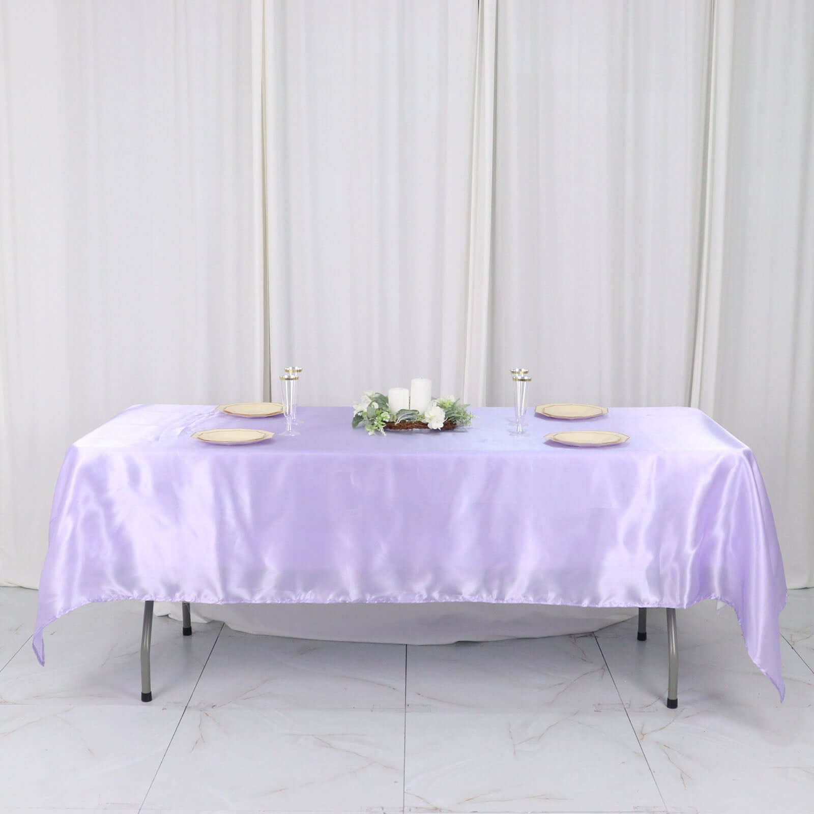 Satin Rectangular 60"x102" Tablecloth Lavender Lilac - Smooth and Lustrous Table Cover - Bell Racket Store