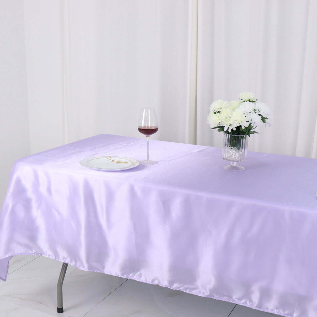 Satin Rectangular 60"x102" Tablecloth Lavender Lilac - Smooth and Lustrous Table Cover - Bell Racket Store