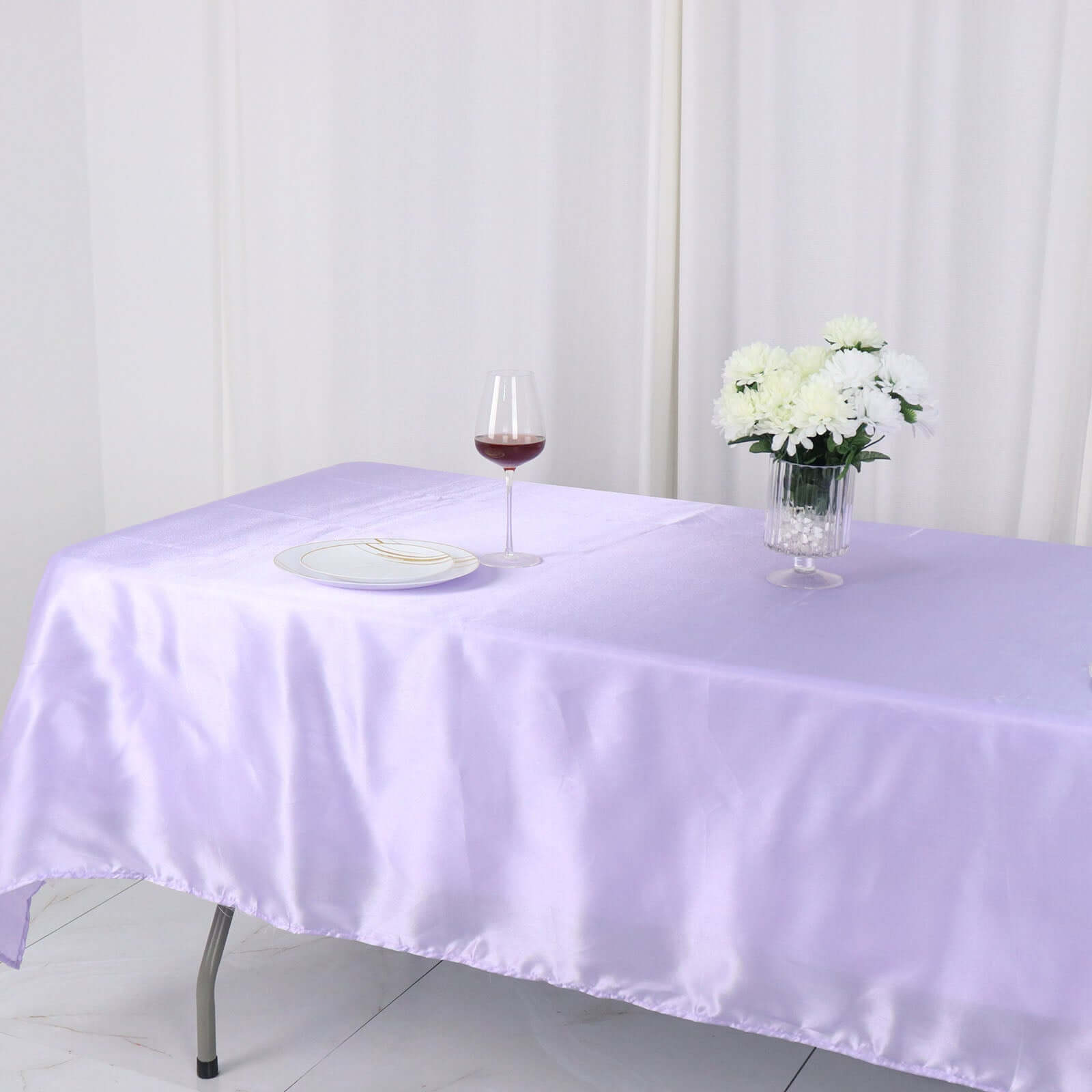 Satin Rectangular 60"x102" Tablecloth Lavender Lilac - Smooth and Lustrous Table Cover - Bell Racket Store
