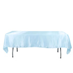 Satin Rectangular 60"x102" Tablecloth Light Blue - Smooth and Lustrous Table Cover - Bell Racket Store