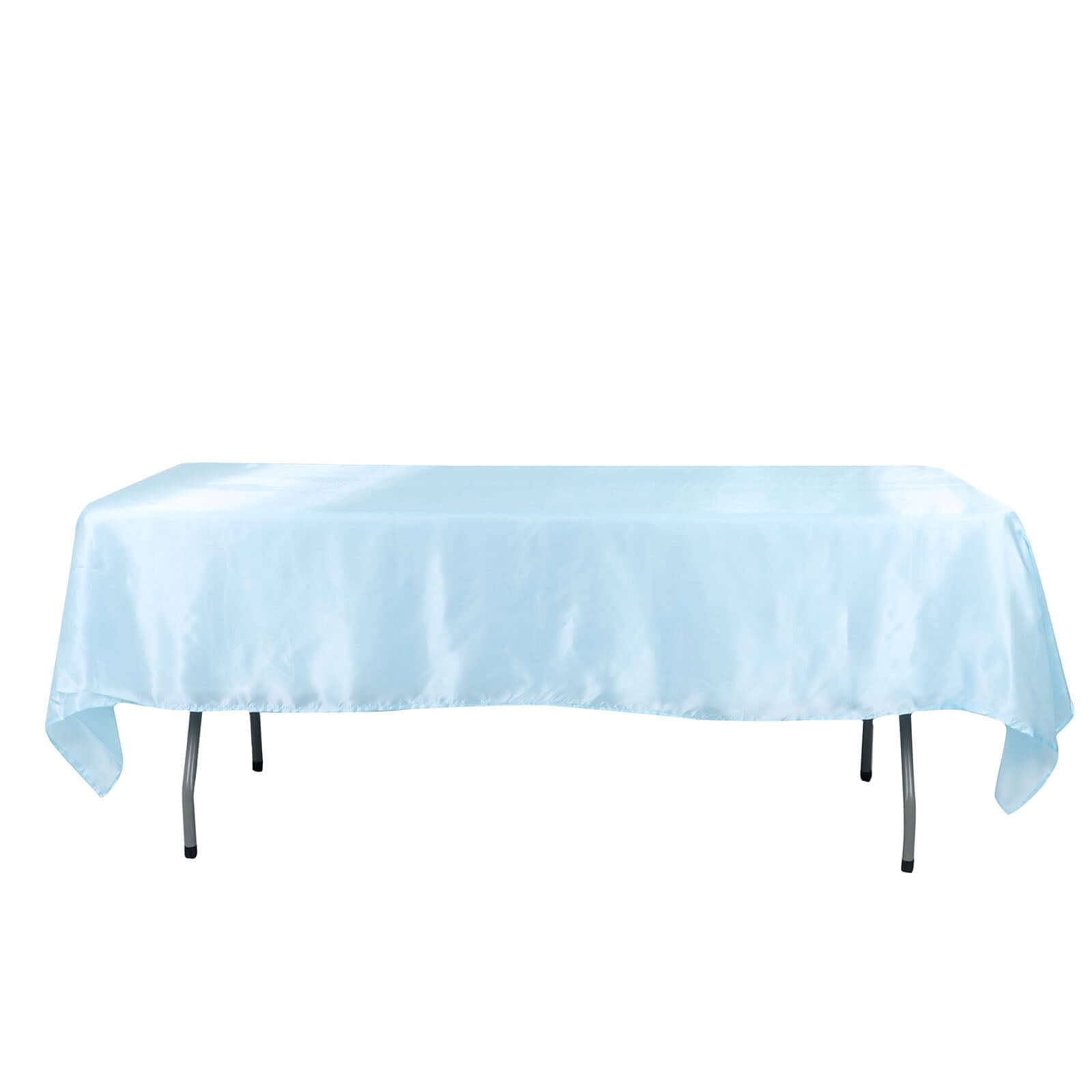 Satin Rectangular 60"x102" Tablecloth Light Blue - Smooth and Lustrous Table Cover - Bell Racket Store