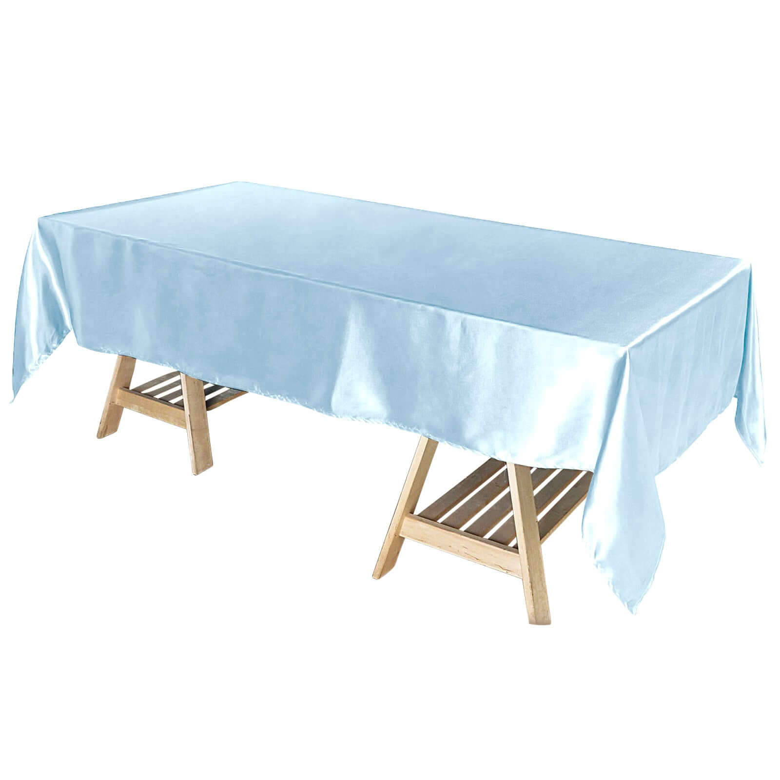 Satin Rectangular 60"x102" Tablecloth Light Blue - Smooth and Lustrous Table Cover - Bell Racket Store