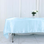 Satin Rectangular 60"x102" Tablecloth Light Blue - Smooth and Lustrous Table Cover - Bell Racket Store