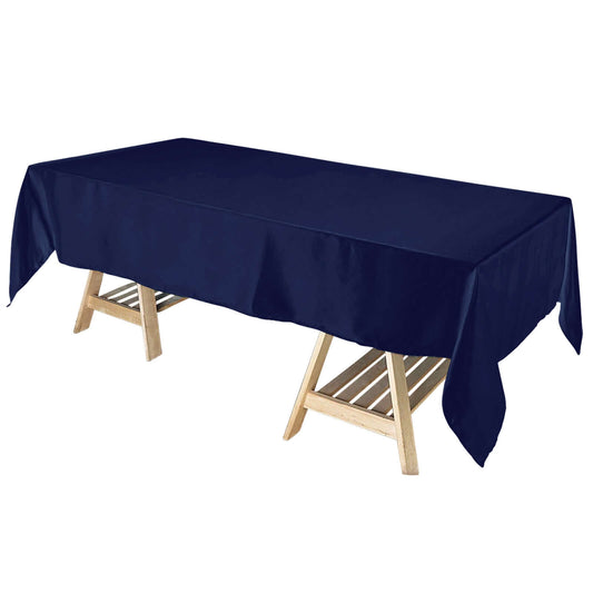 Satin Rectangular 60"x102" Tablecloth Navy Blue - Smooth and Lustrous Table Cover - NestOCart