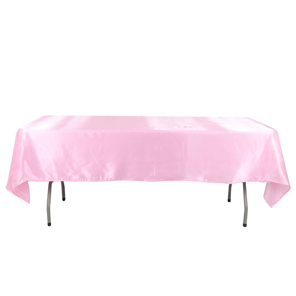 Satin Rectangular 60"x102" Tablecloth Pink - Smooth and Lustrous Table Cover - Bell Racket Store