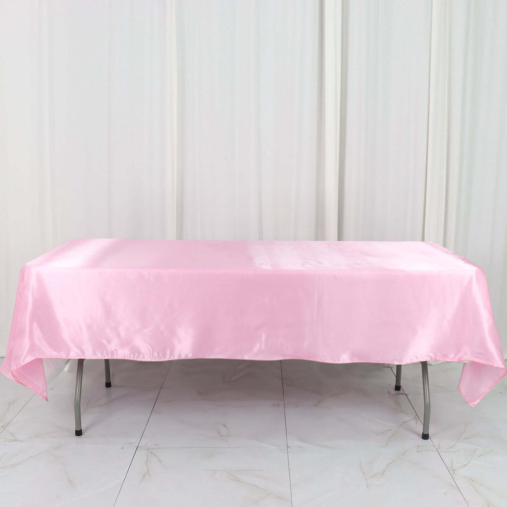 Satin Rectangular 60"x102" Tablecloth Pink - Smooth and Lustrous Table Cover - Bell Racket Store