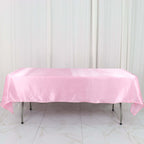 Satin Rectangular 60"x102" Tablecloth Pink - Smooth and Lustrous Table Cover - Bell Racket Store