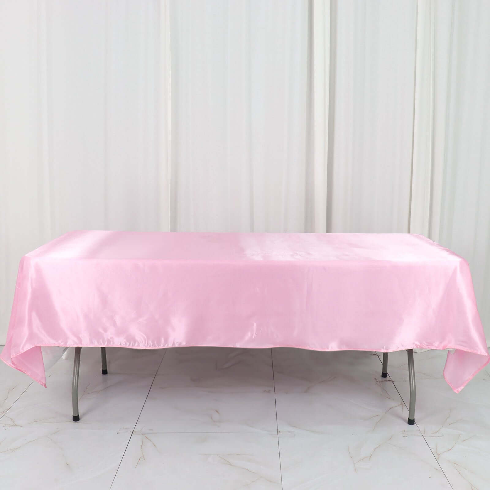 Satin Rectangular 60"x102" Tablecloth Pink - Smooth and Lustrous Table Cover - Bell Racket Store