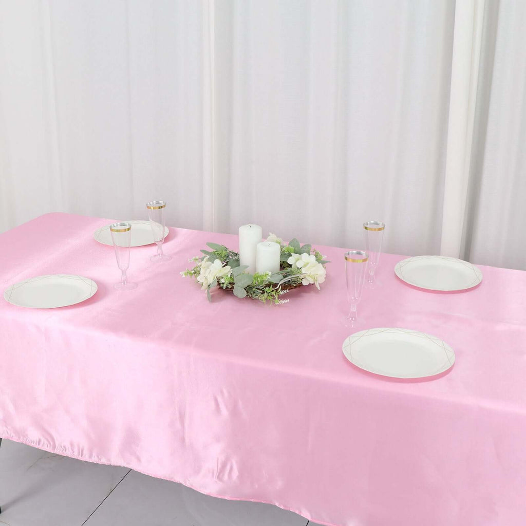 Satin Rectangular 60"x102" Tablecloth Pink - Smooth and Lustrous Table Cover - Bell Racket Store