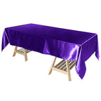 Satin Rectangular 60"x102" Tablecloth Purple - Smooth and Lustrous Table Cover