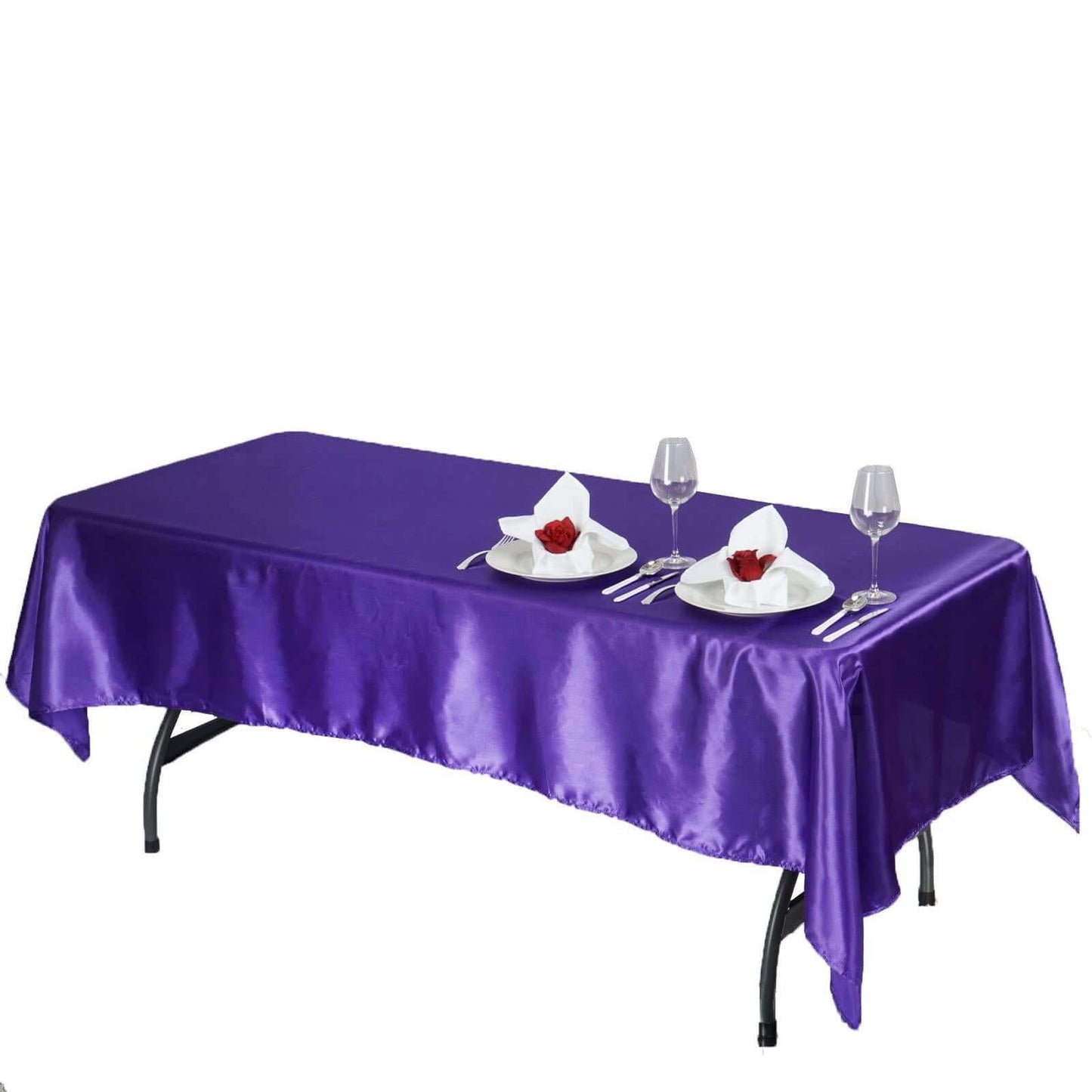 Satin Rectangular 60"x102" Tablecloth Purple - Smooth and Lustrous Table Cover - NestOCart