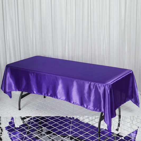Satin Rectangular 60"x102" Tablecloth Purple - Smooth and Lustrous Table Cover - NestOCart
