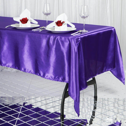 Satin Rectangular 60"x102" Tablecloth Purple - Smooth and Lustrous Table Cover - NestOCart