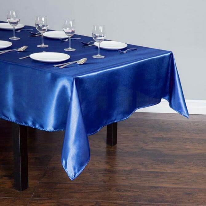 Satin Rectangular 60"x102" Tablecloth Royal Blue - Smooth and Lustrous Table Cover - NestOCart