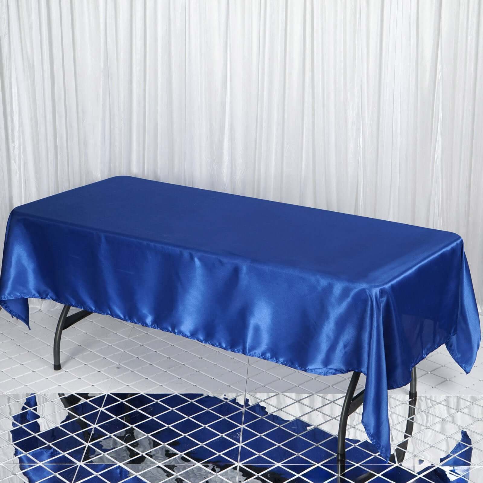 Satin Rectangular 60"x102" Tablecloth Royal Blue - Smooth and Lustrous Table Cover - NestOCart