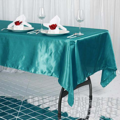 Satin Rectangular 60"x102" Tablecloth Turquoise - Smooth and Lustrous Table Cover - NestOCart