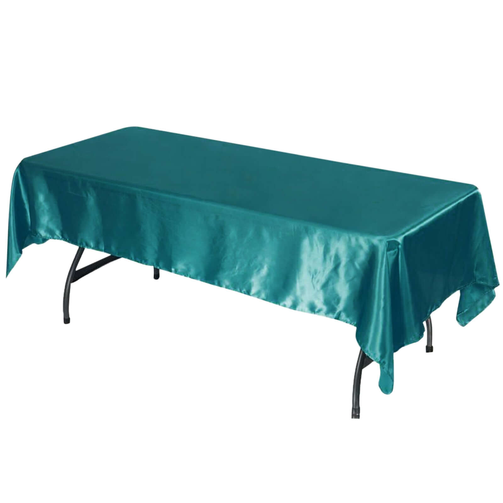 Satin Rectangular 60"x102" Tablecloth Turquoise - Smooth and Lustrous Table Cover - NestOCart