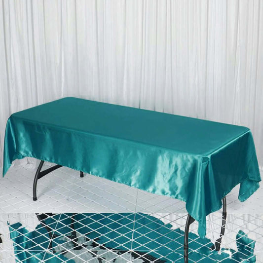 Satin Rectangular 60"x102" Tablecloth Turquoise - Smooth and Lustrous Table Cover - NestOCart