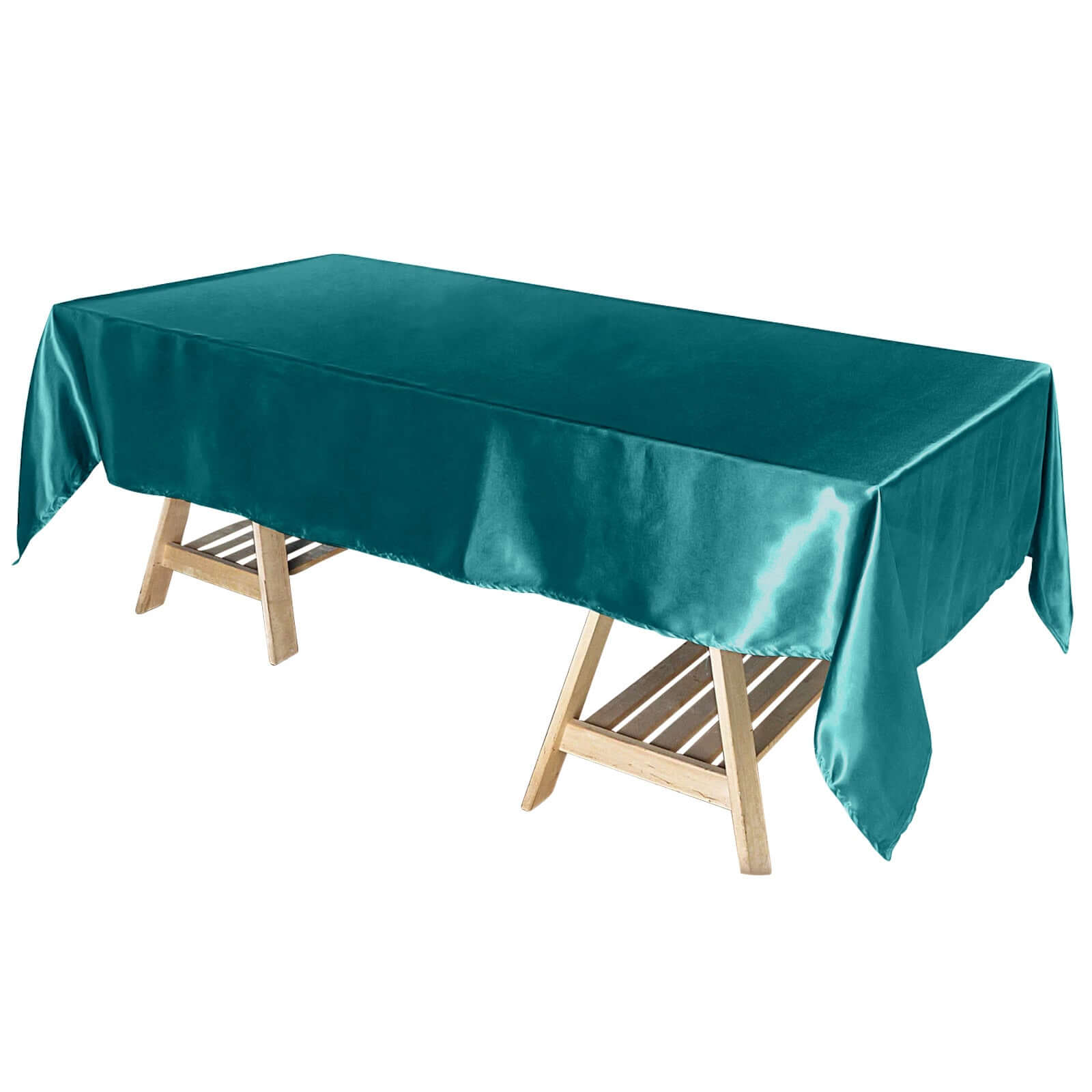 Satin Rectangular 60"x102" Tablecloth Turquoise - Smooth and Lustrous Table Cover - NestOCart