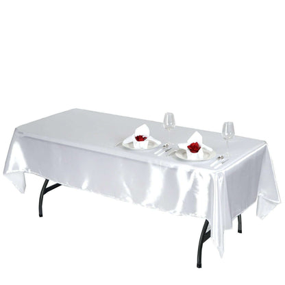 Satin Rectangular 60"x102" Tablecloth White - Smooth and Lustrous Finish for Weddings and Parties - NestOCart