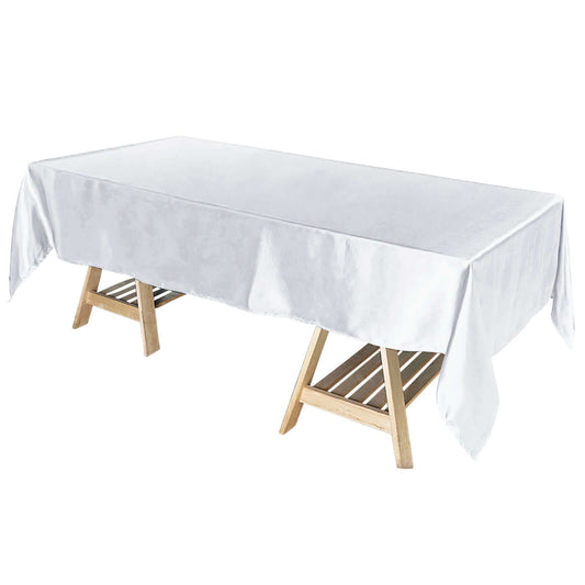 Satin Rectangular 60"x102" Tablecloth White - Smooth and Lustrous Finish for Weddings and Parties - NestOCart