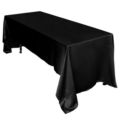 Satin Rectangular 60"x126" Tablecloth Black - Smooth and Lustrous Table Cover - NestOCart