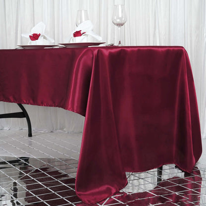 Satin Rectangular 60"x126" Tablecloth Burgundy - Smooth and Lustrous Table Cover - NestOCart