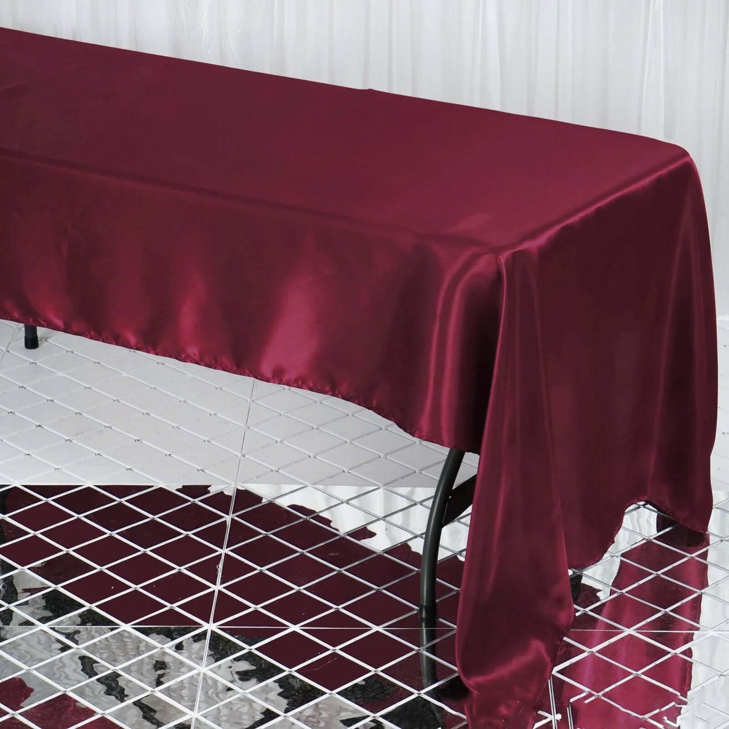 Satin Rectangular 60"x126" Tablecloth Burgundy - Smooth and Lustrous Table Cover - NestOCart