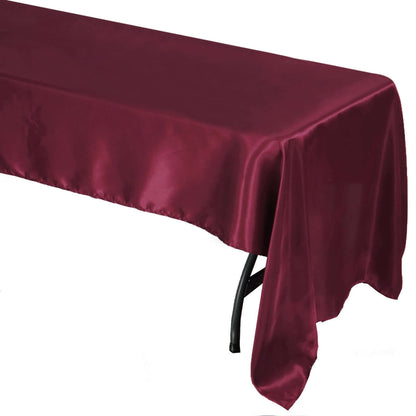 Satin Rectangular 60"x126" Tablecloth Burgundy - Smooth and Lustrous Table Cover - NestOCart