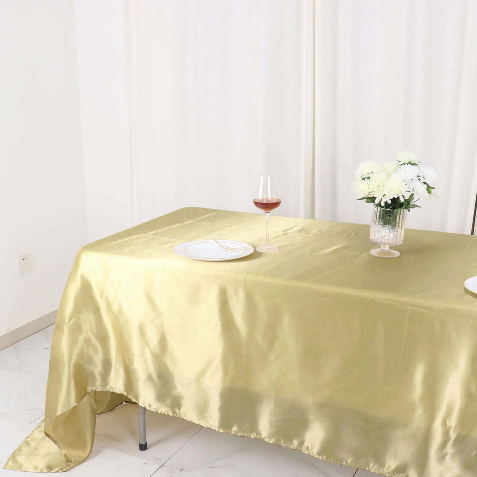 Satin Rectangular 60"x126" Tablecloth Champagne - Smooth and Lustrous Table Cover - Bell Racket Store