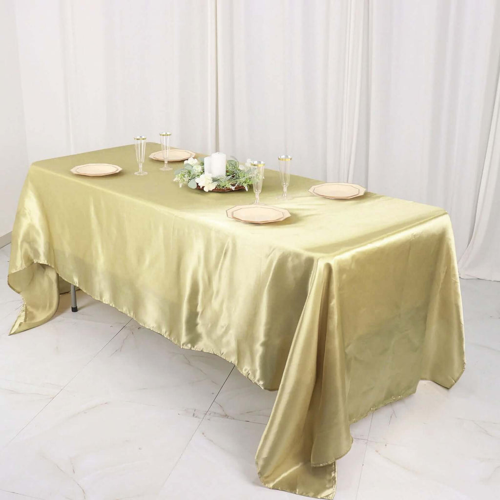 Satin Rectangular 60"x126" Tablecloth Champagne - Smooth and Lustrous Table Cover - Bell Racket Store