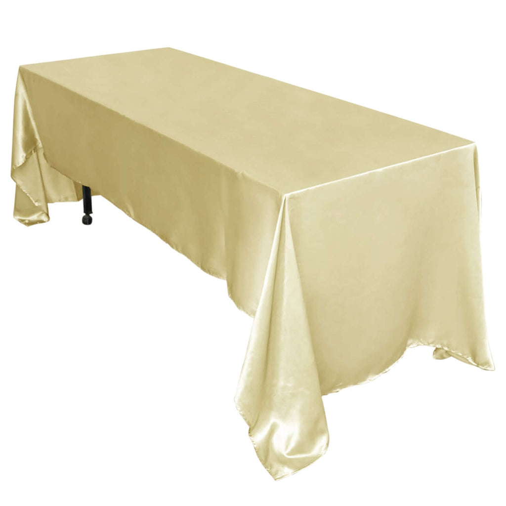 Satin Rectangular 60"x126" Tablecloth Champagne - Smooth and Lustrous Table Cover - Bell Racket Store
