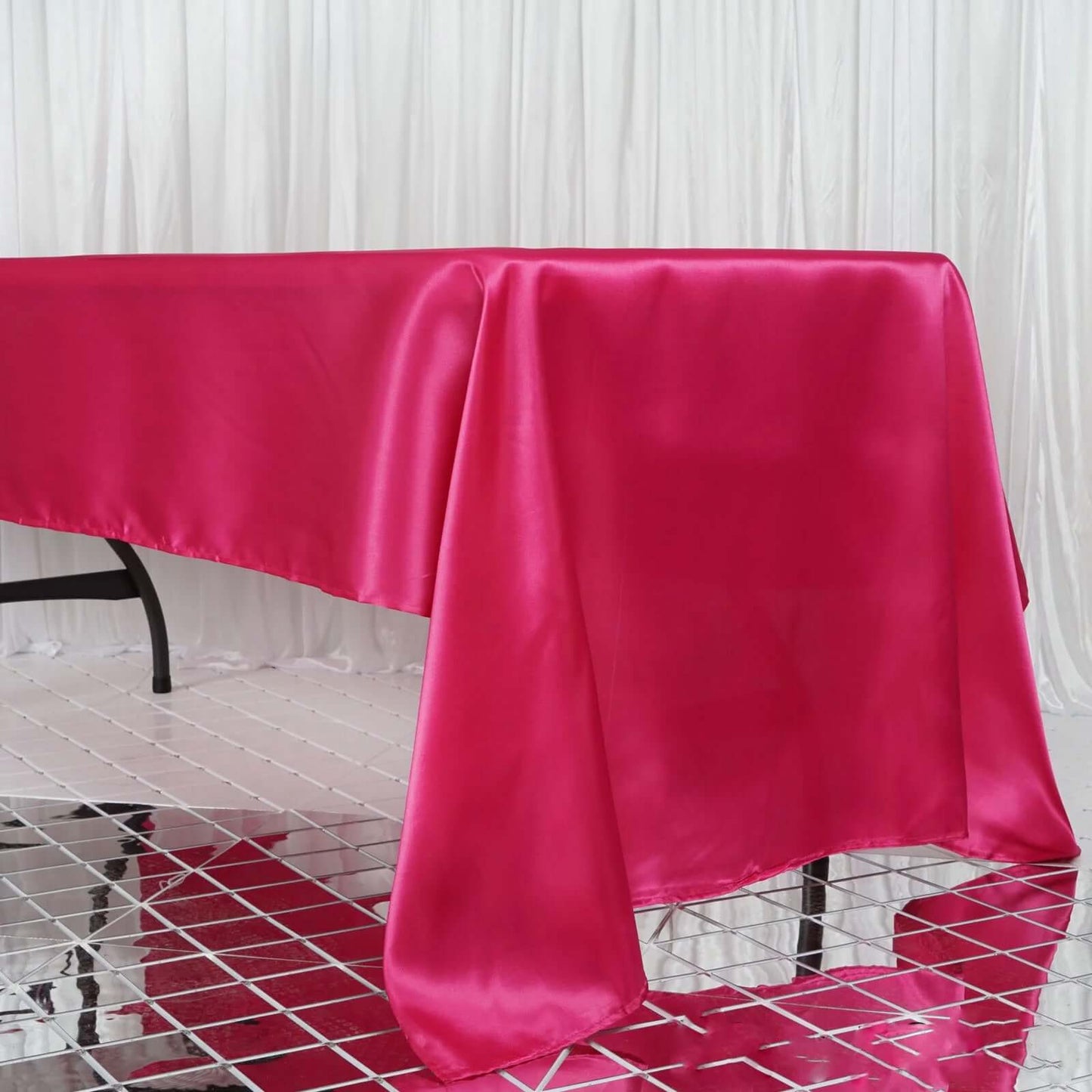 Satin Rectangular 60"x126" Tablecloth Fuchsia - Smooth and Lustrous Table Cover - NestOCart