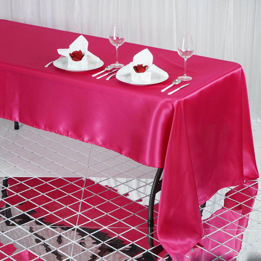 Satin Rectangular 60"x126" Tablecloth Fuchsia - Smooth and Lustrous Table Cover - NestOCart