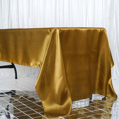 Satin Rectangular 60"x126" Tablecloth Gold - Smooth and Lustrous Finish for Weddings and Parties - NestOCart