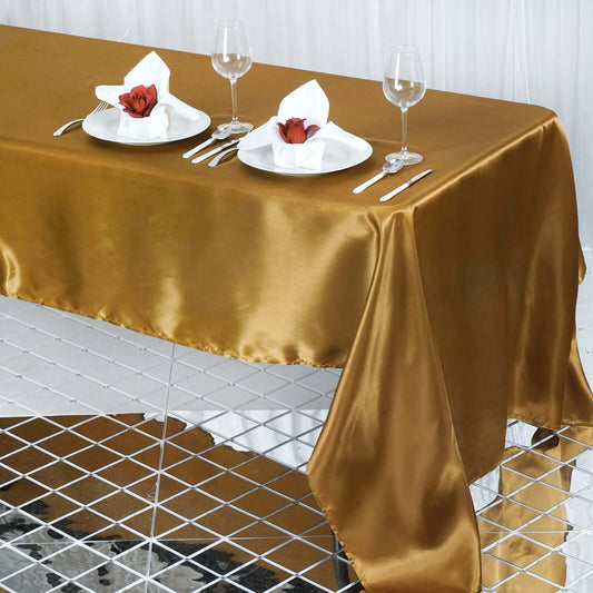 Satin Rectangular 60"x126" Tablecloth Gold - Smooth and Lustrous Finish for Weddings and Parties - NestOCart
