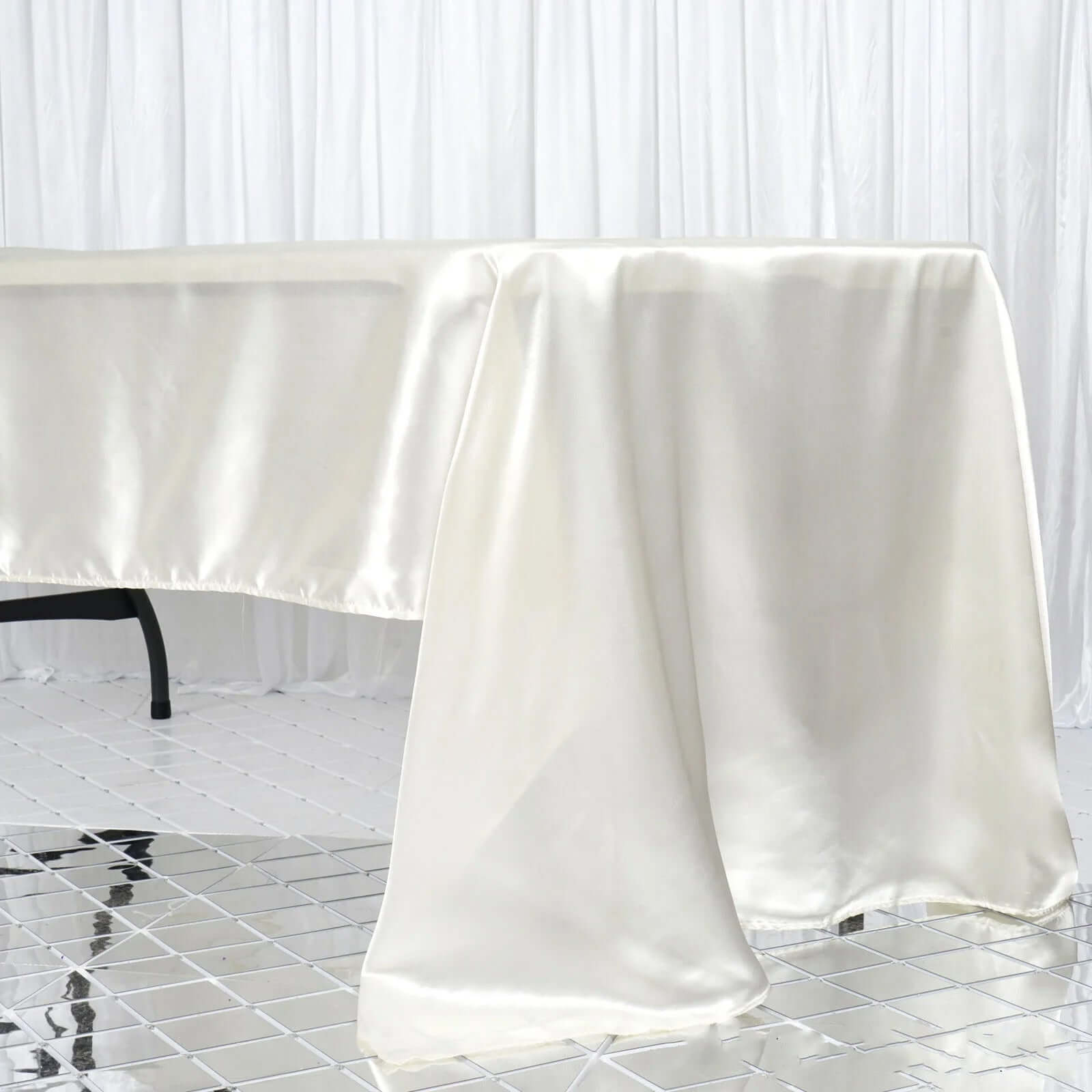 Satin Rectangular 60"x126" Tablecloth Ivory - Smooth and Lustrous Table Cover - NestOCart