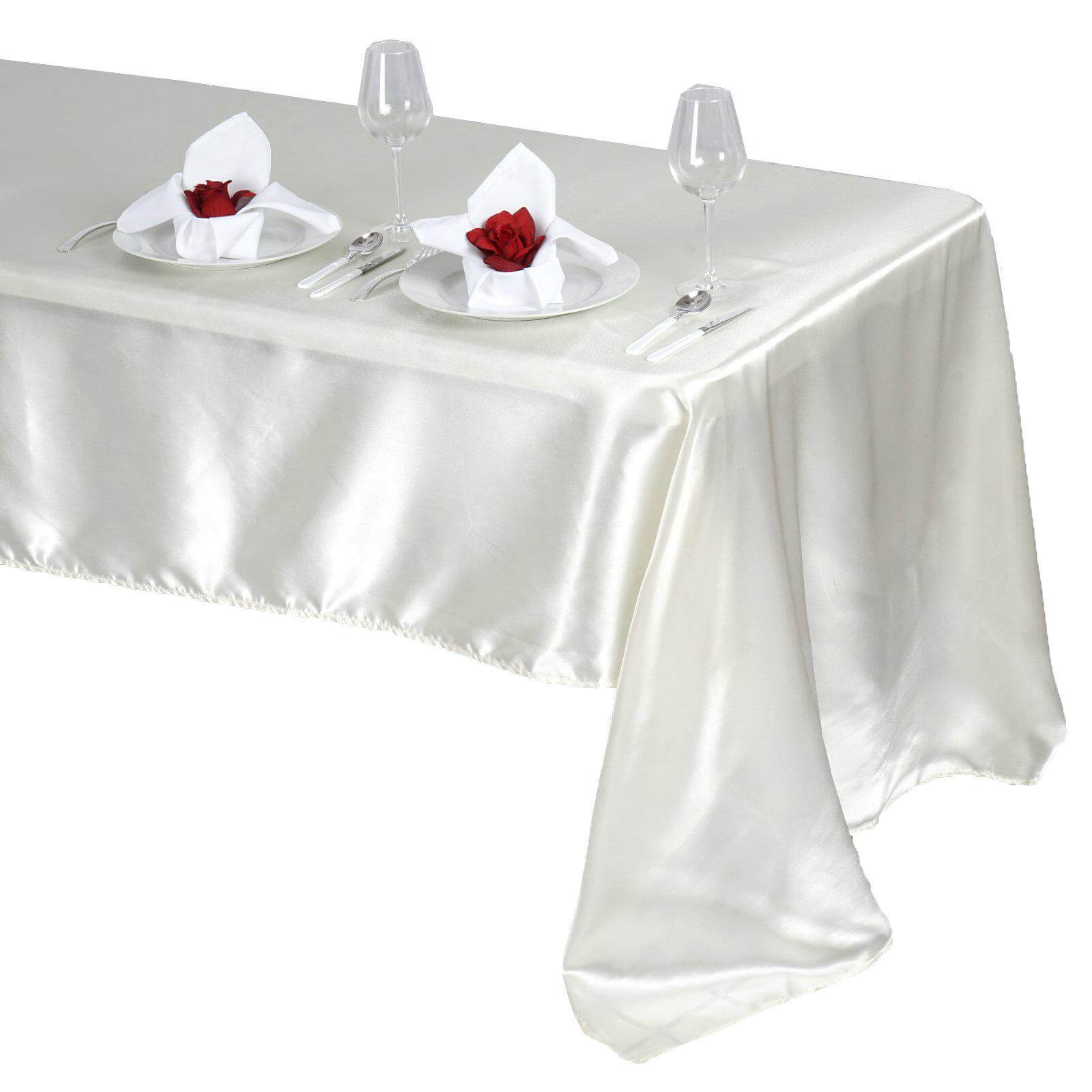 Satin Rectangular 60"x126" Tablecloth Ivory - Smooth and Lustrous Table Cover - NestOCart