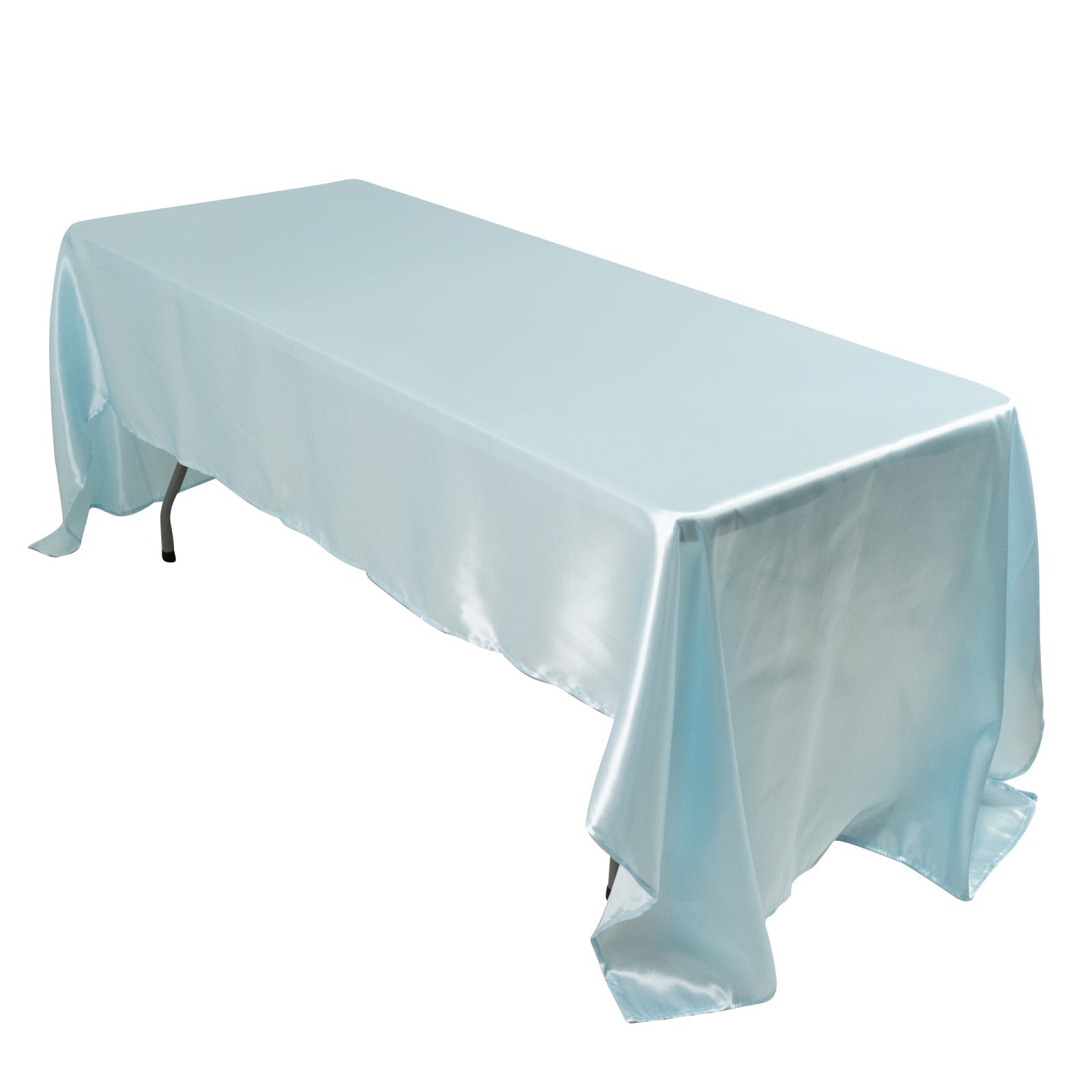 Satin Rectangular 60"x126" Tablecloth Light Blue - Smooth and Lustrous Table Cover - Bell Racket Store