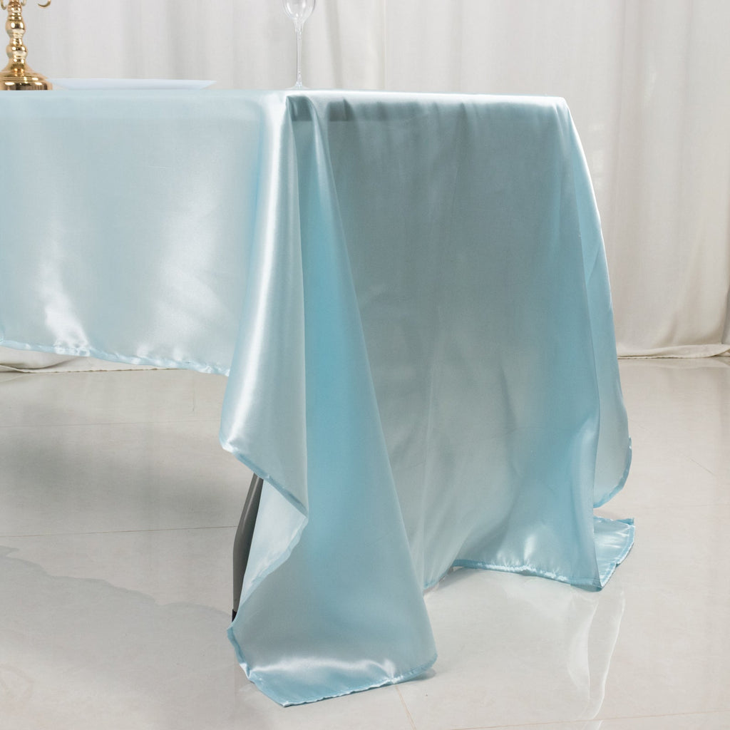 Satin Rectangular 60"x126" Tablecloth Light Blue - Smooth and Lustrous Table Cover - Bell Racket Store