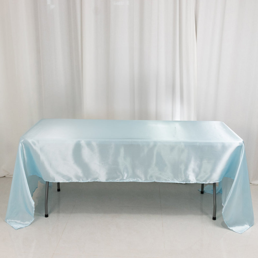 Satin Rectangular 60"x126" Tablecloth Light Blue - Smooth and Lustrous Table Cover - Bell Racket Store