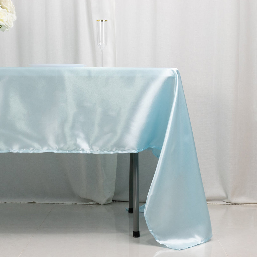 Satin Rectangular 60"x126" Tablecloth Light Blue - Smooth and Lustrous Table Cover - Bell Racket Store