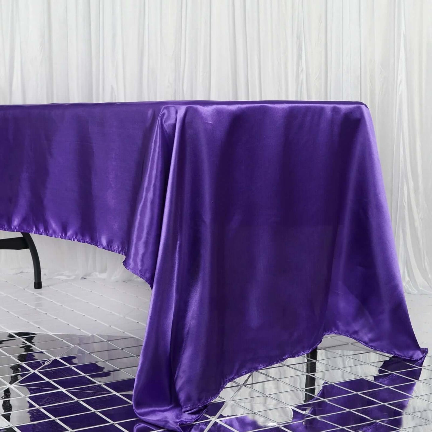 Satin Rectangular 60"x126" Tablecloth Purple - Smooth and Lustrous Table Cover - NestOCart