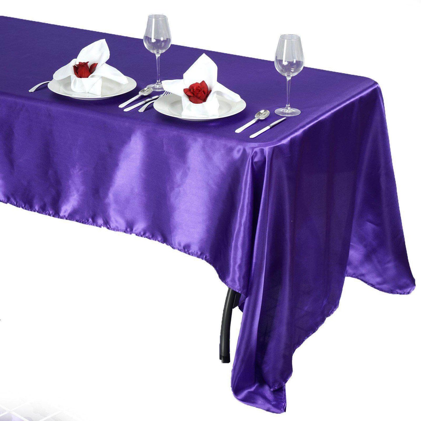 Satin Rectangular 60"x126" Tablecloth Purple - Smooth and Lustrous Table Cover - NestOCart