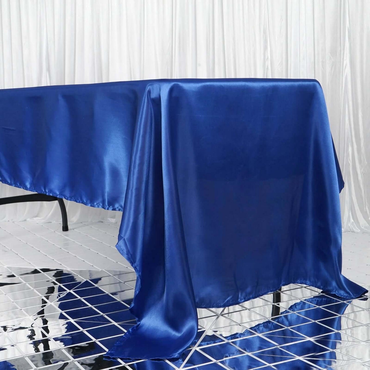 Satin Rectangular 60"x126" Tablecloth Royal Blue - Smooth and Lustrous Table Cover - NestOCart