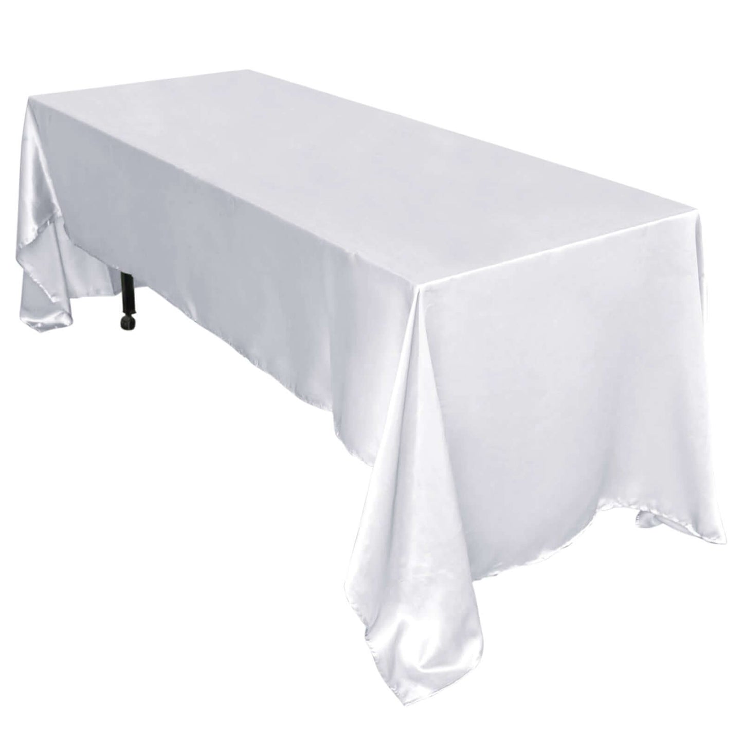 Satin Rectangular 60"x126" Tablecloth White - Smooth and Lustrous Finish for Weddings and Parties - NestOCart