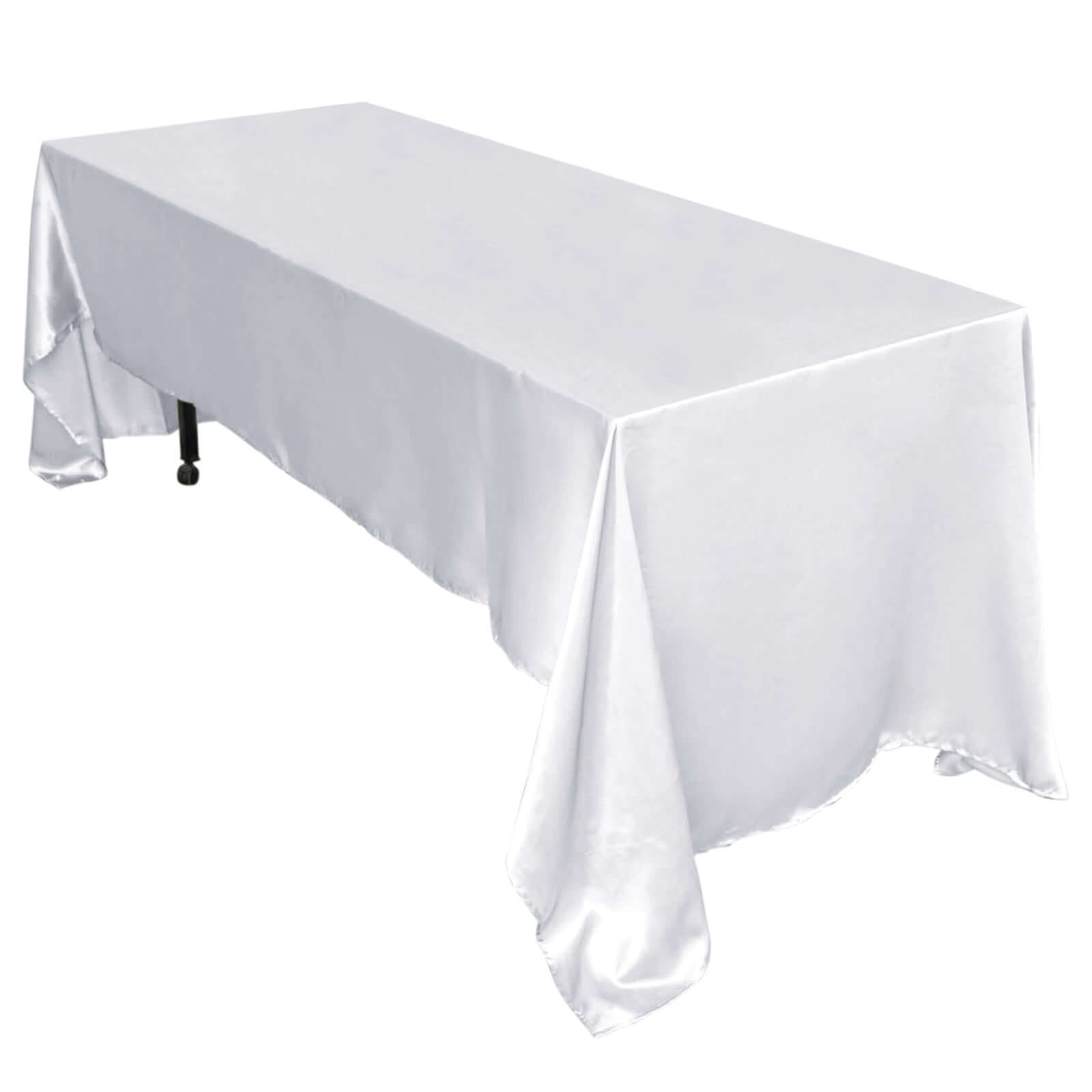 Satin Rectangular 60"x126" Tablecloth White - Smooth and Lustrous Finish for Weddings and Parties - NestOCart